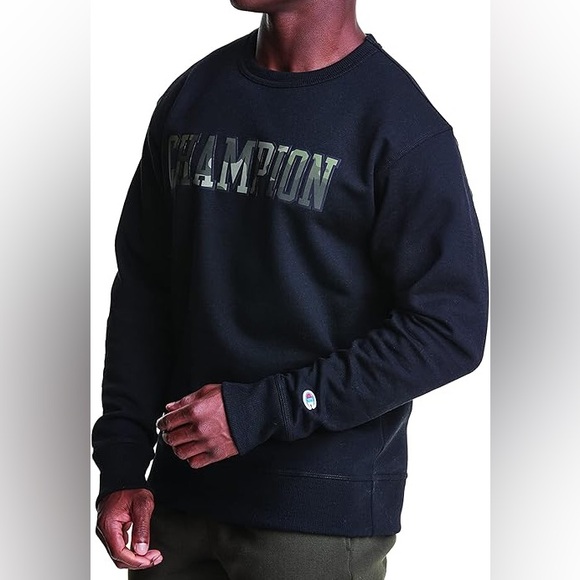 CHAMPION mens army and black sweater crewneck - Picture 3 of 8